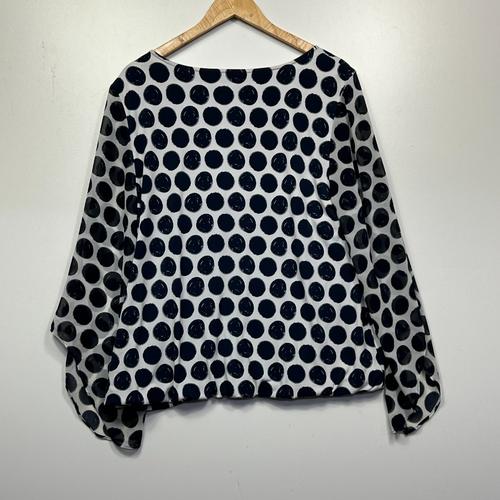 Alfani Navy & White Polka Dot Embellished Top - Size XL