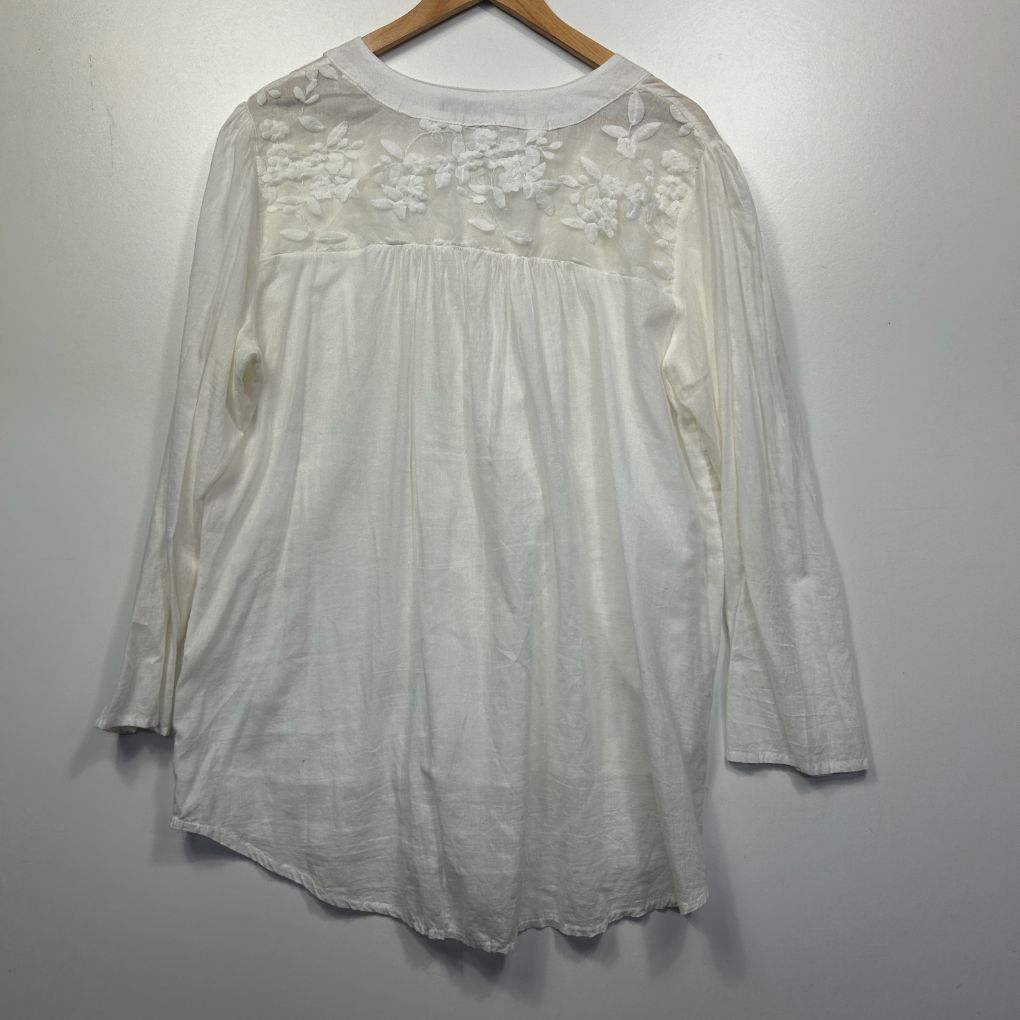 White long sleeve blouse front view