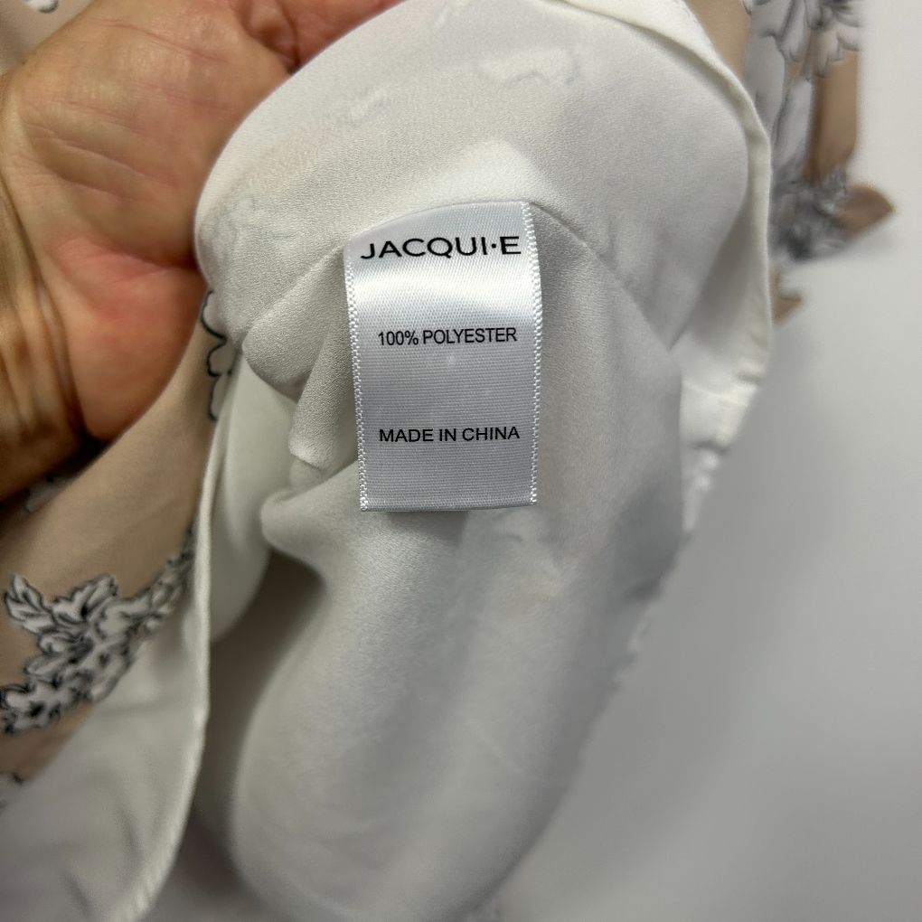 White clothing label detail view