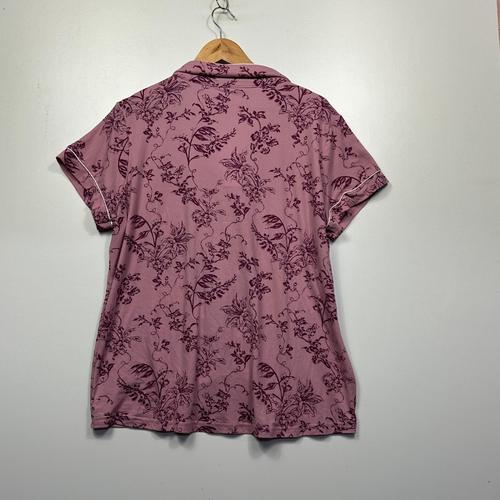 Ezi Bed Sleep Mauve Floral Pyjama Shirt - Size 14