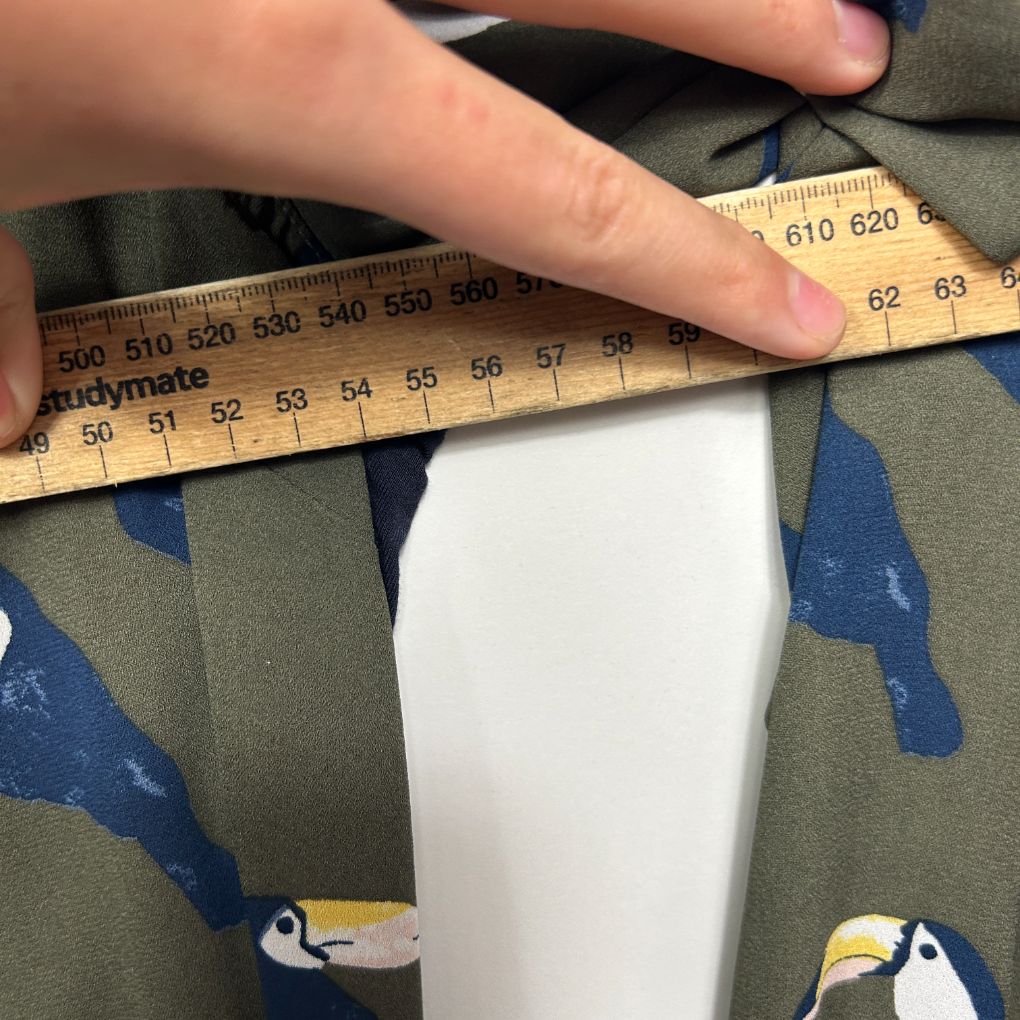 Olive green top front view with measurement