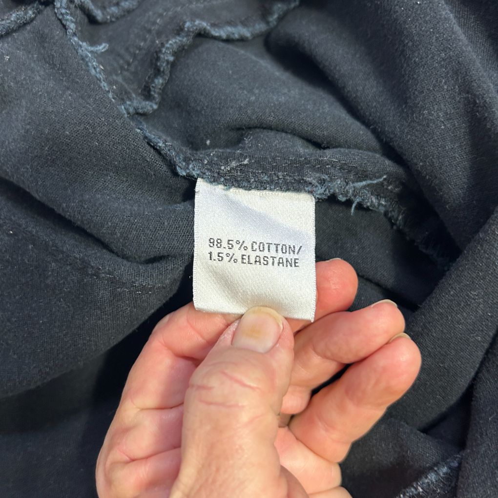 Black fabric label detail view