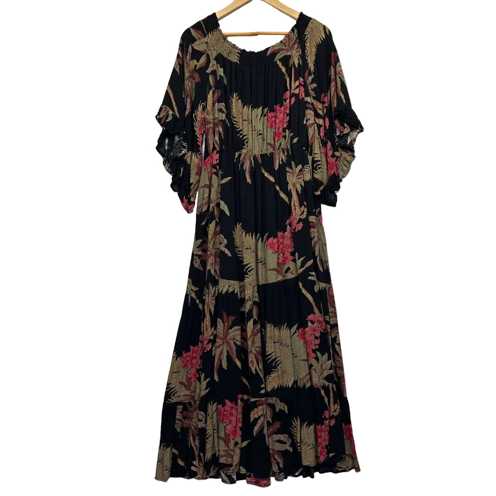 Black floral dress front view