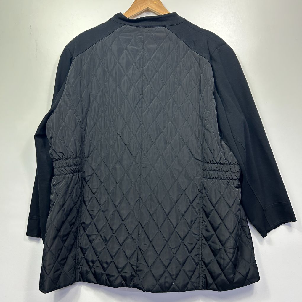 Black quilted jacket back view