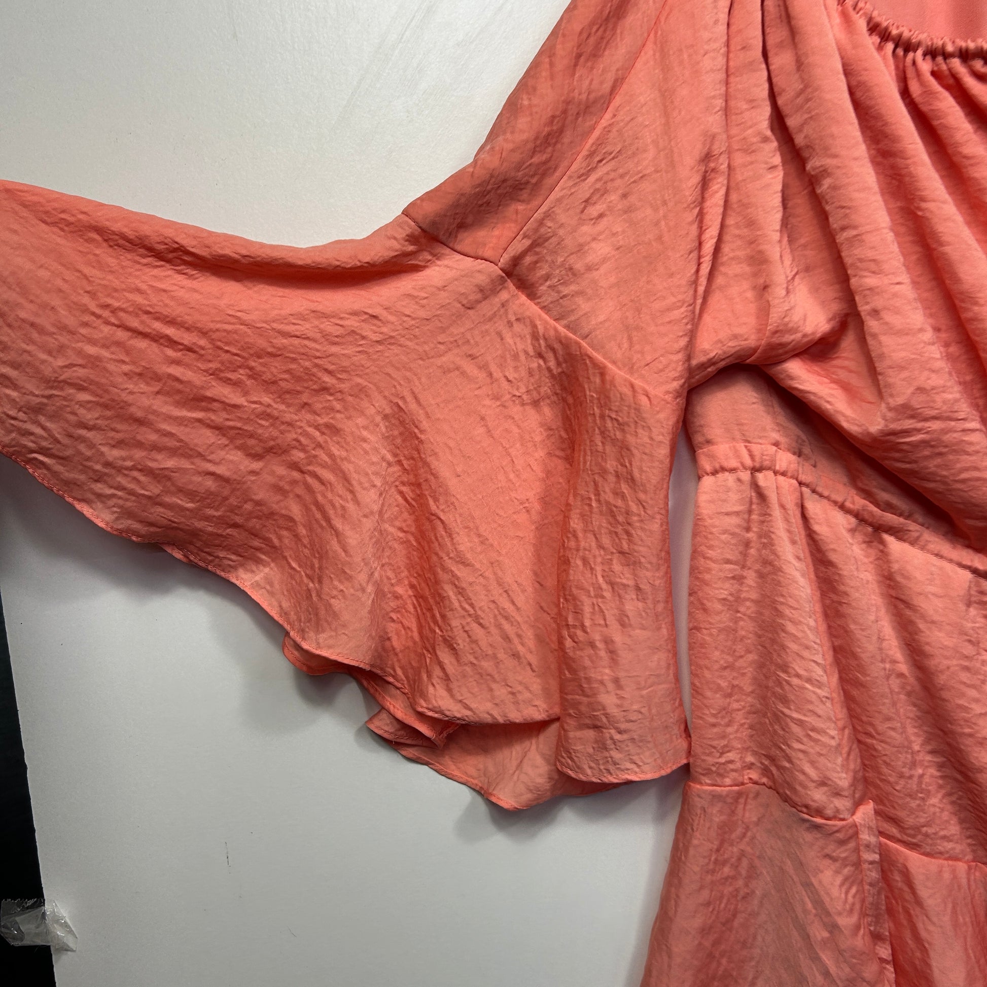 Terracotta linen shirt side view