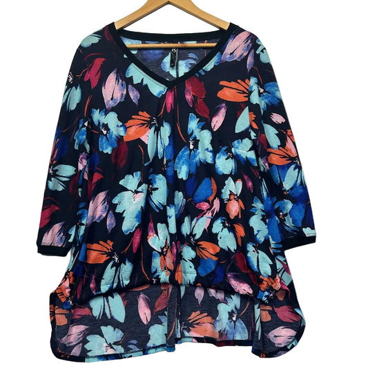 Navy floral tunic top front view