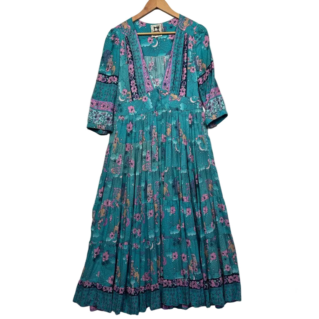 Teal floral dress front view