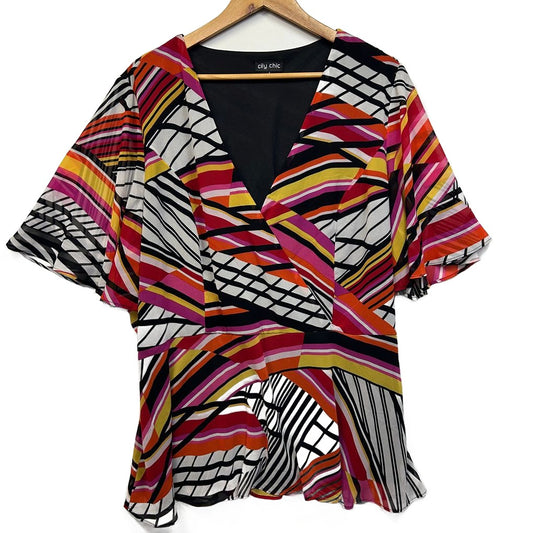 City Chic Multicoloured Top - Size 20/L
