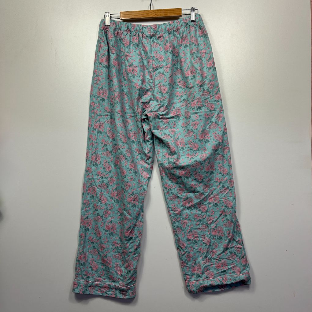 Teal floral pajama pants back view