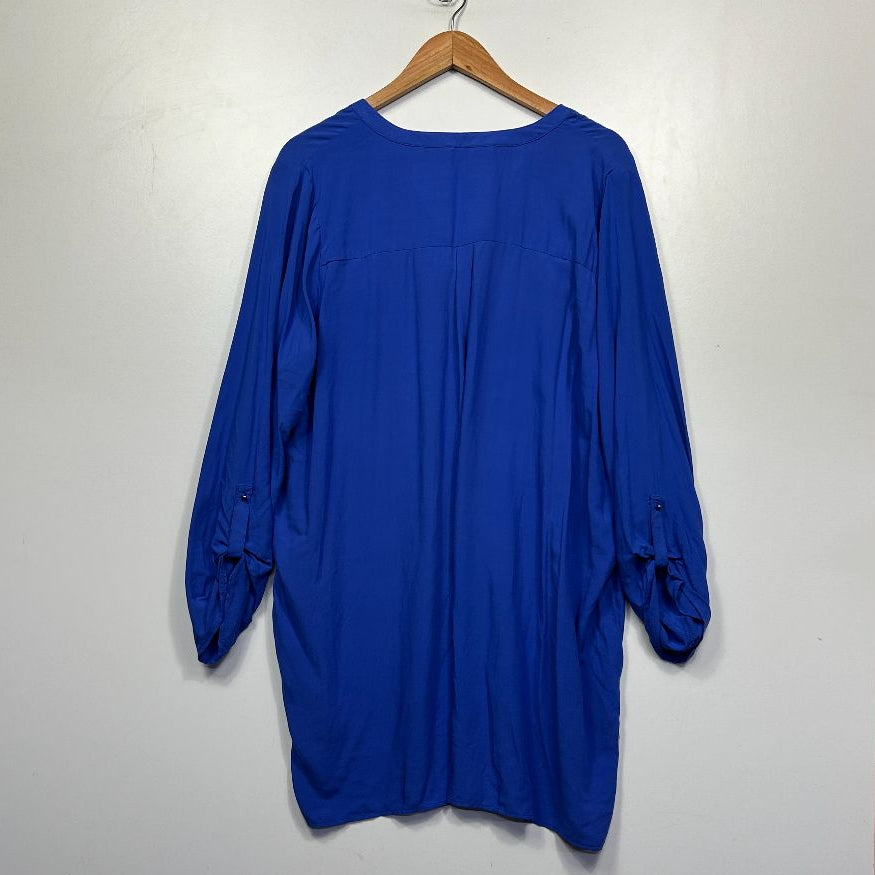 Blue long sleeve tunic front view