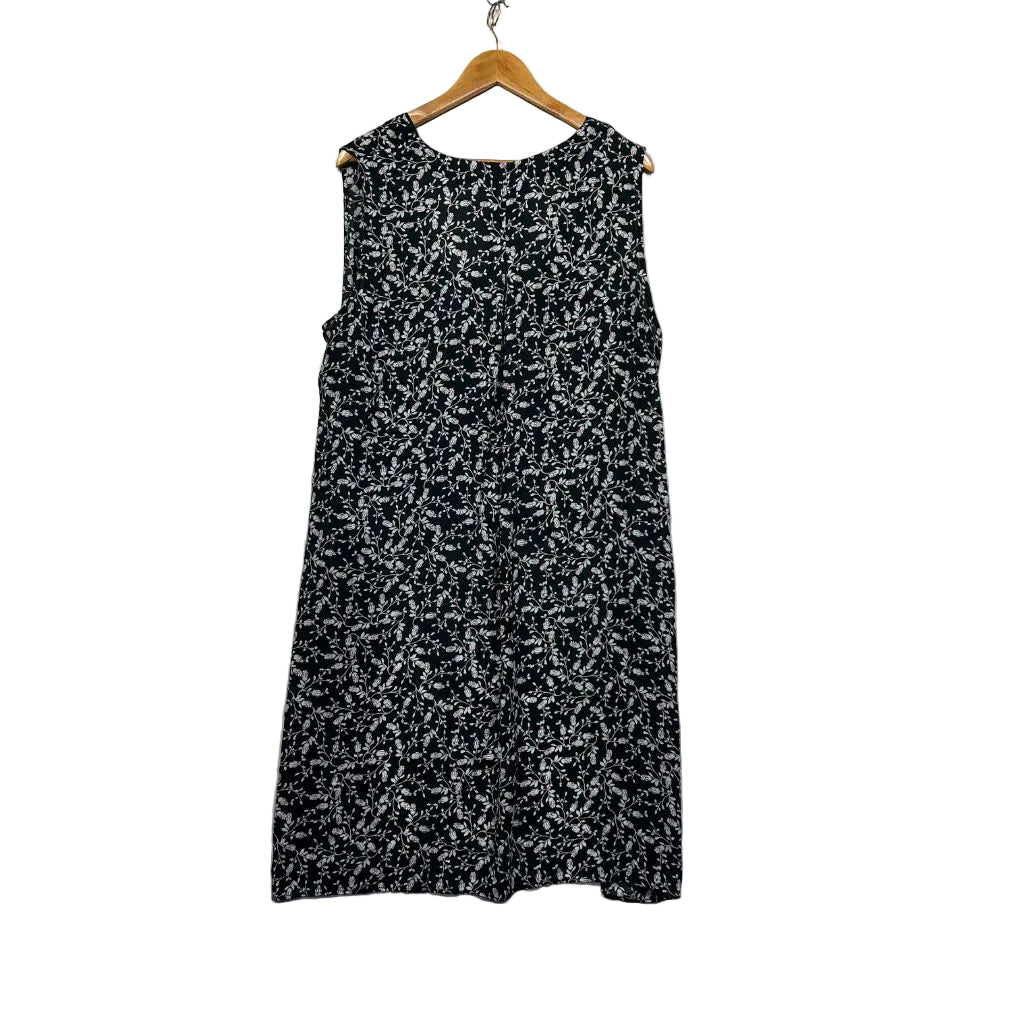 Black and white graphic sleeveless dress front view