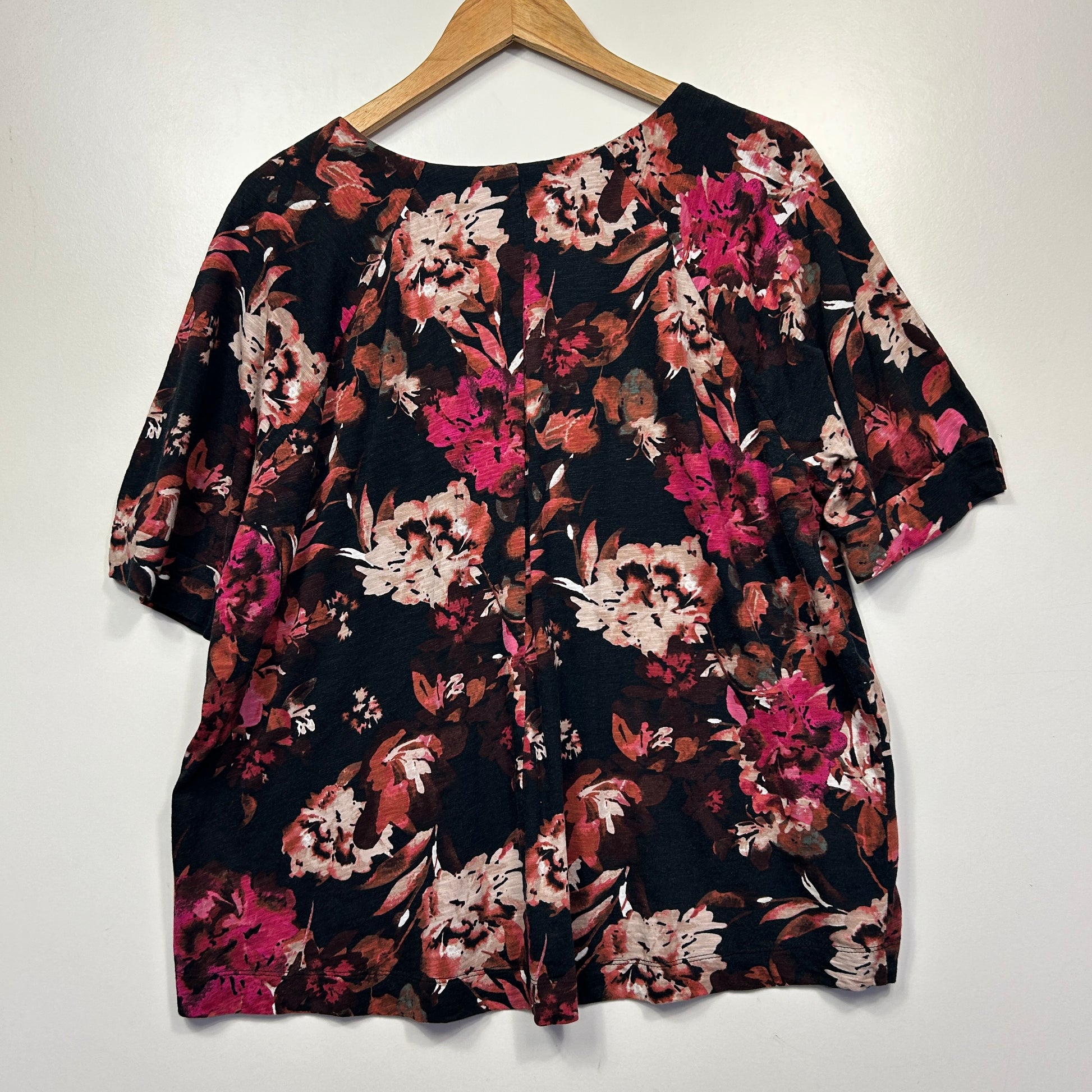 Black floral blouse front view