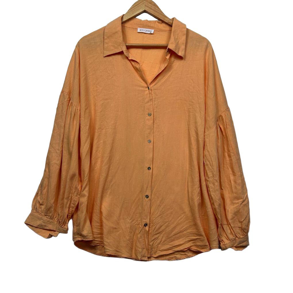 Betty Basics Orange Linen Shirt - Size 16