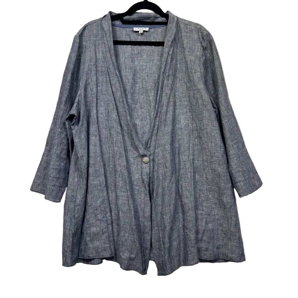 W Lane Blue Linen Top Jacket - Size 18