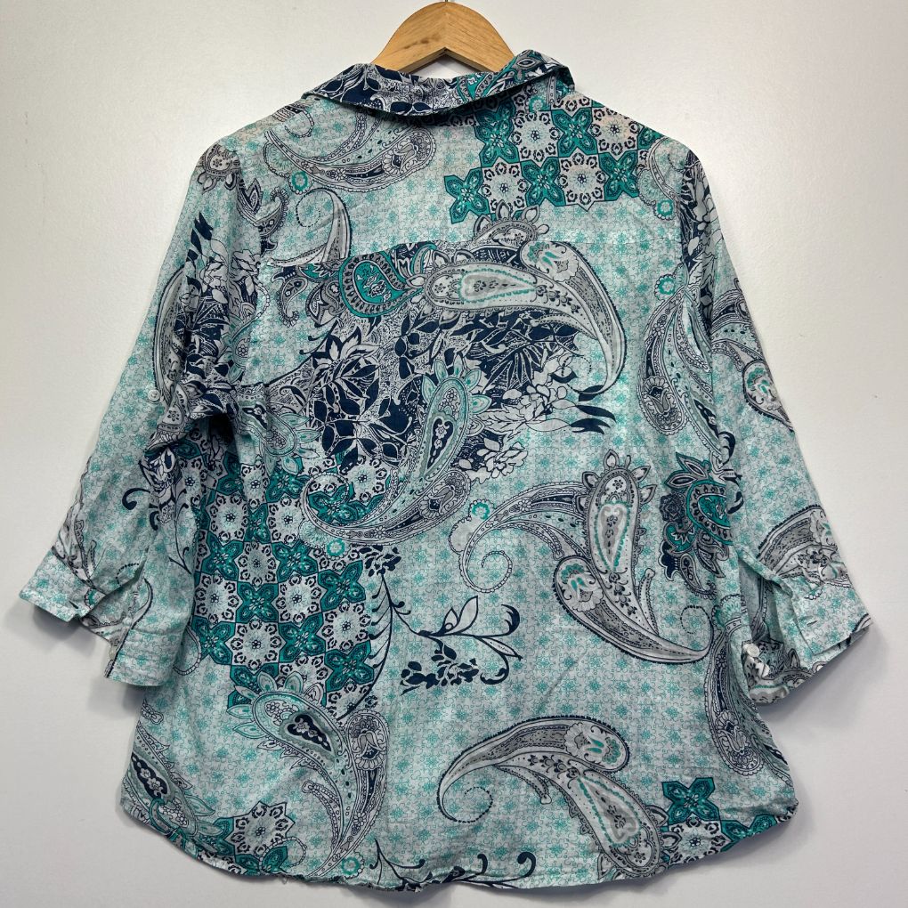 Teal floral paisley tunic front view