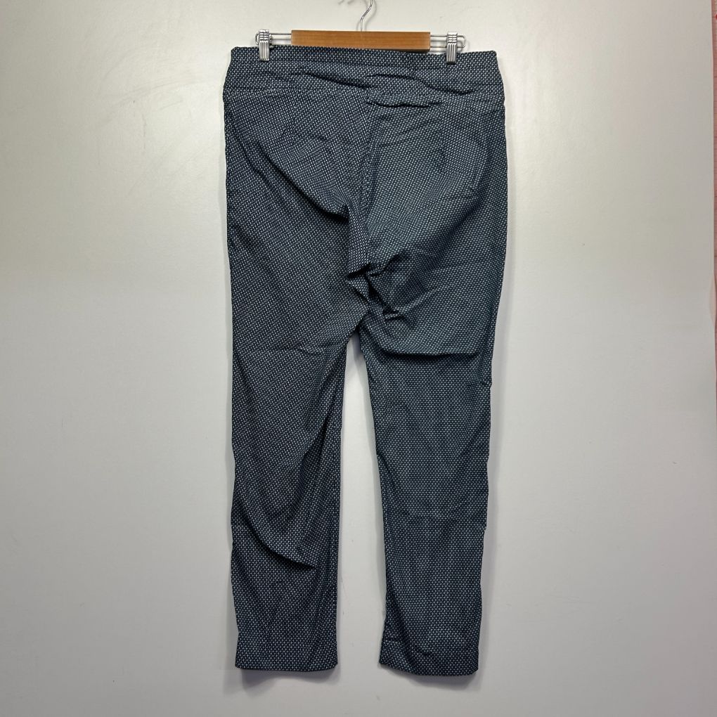 Blue striped jeans back view