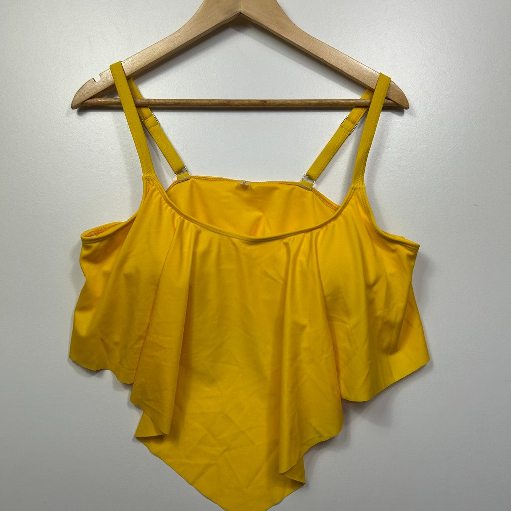 Yellow cold shoulder top front view