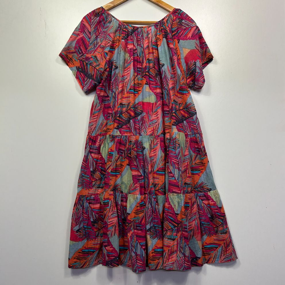Red floral dress front view