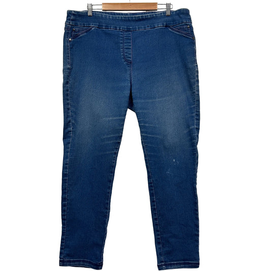 Blue denim jeans front view