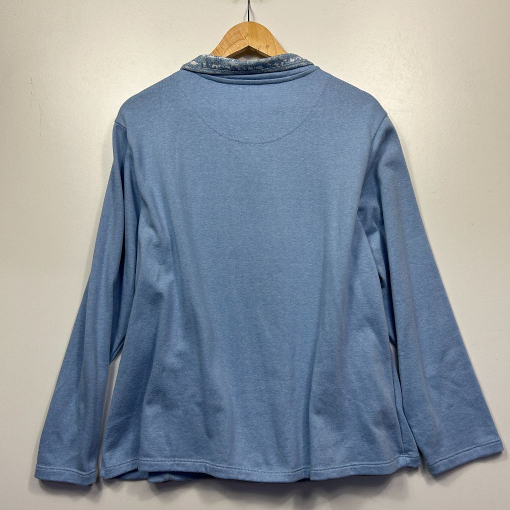 Blue long sleeve top back view