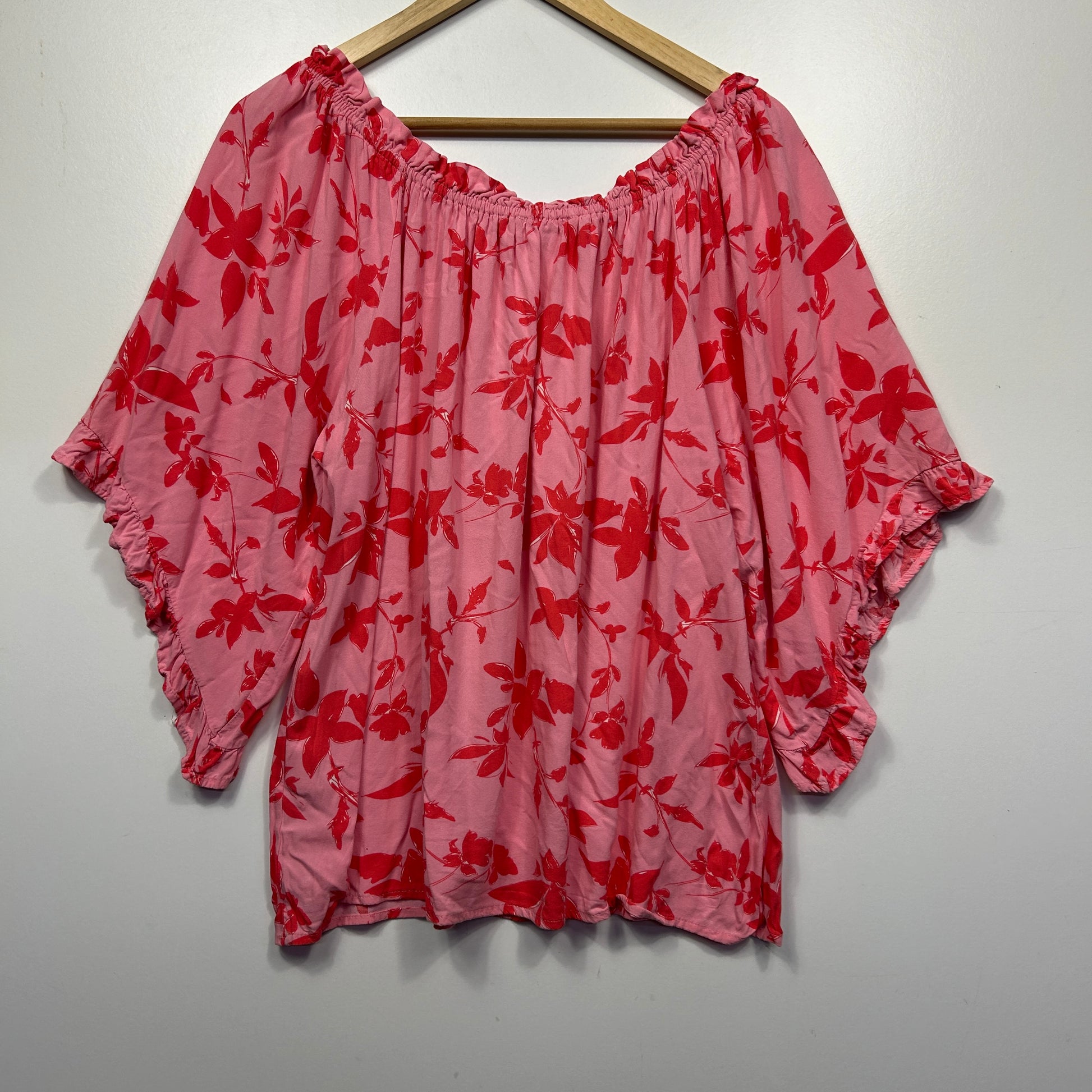 Pink floral blouse front view