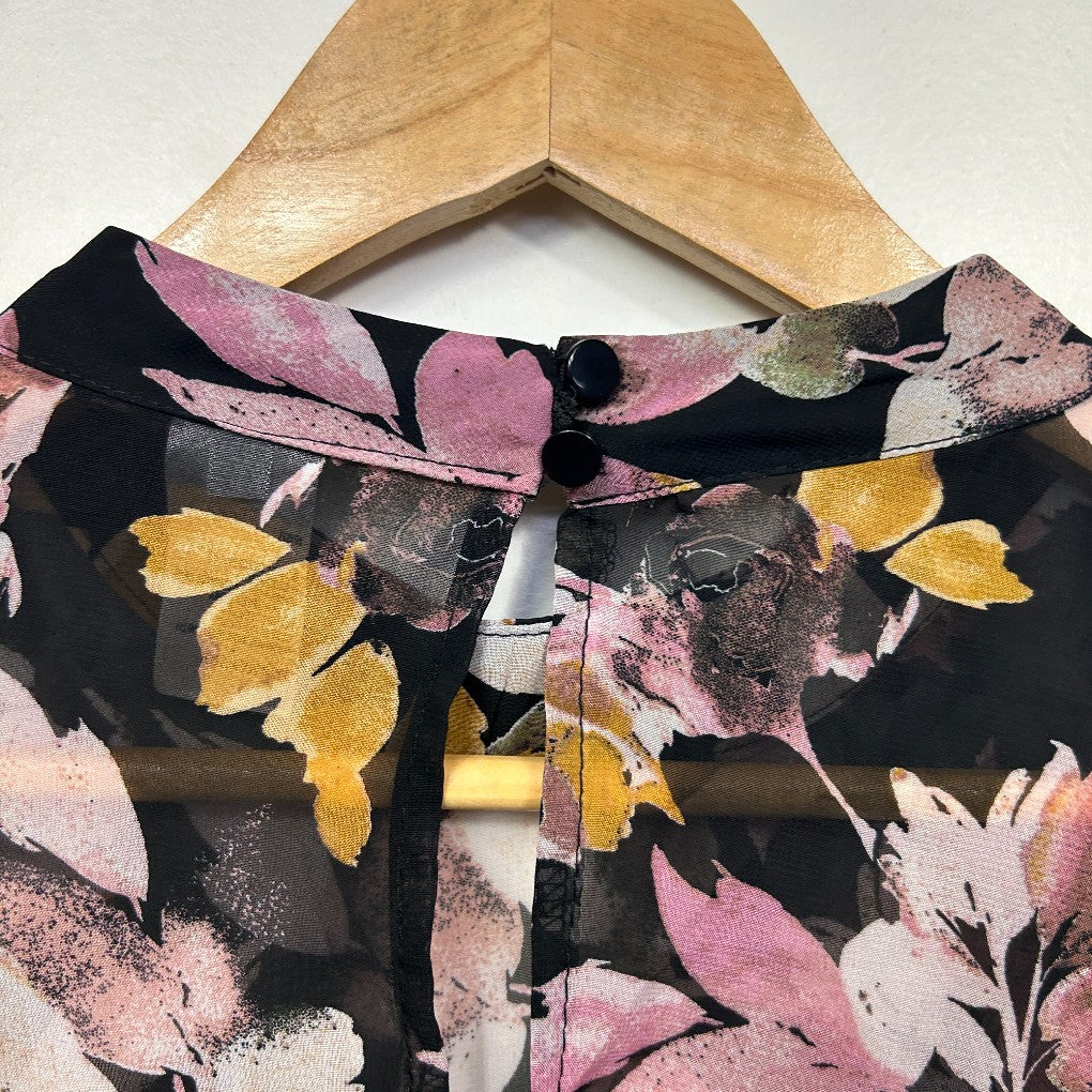 Anko Black Floral Print Blouse - Size 20