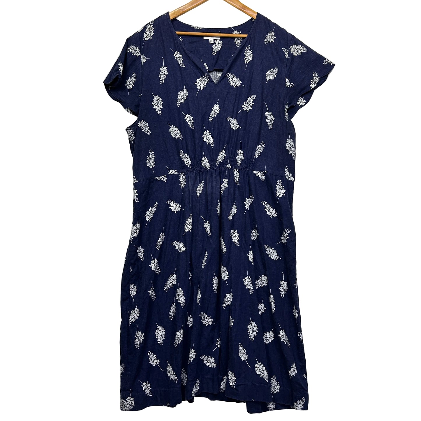 Navy blue floral dress front view