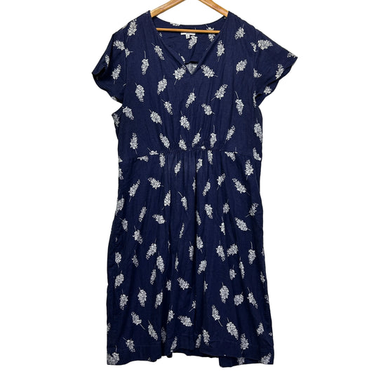 Navy blue floral dress front view