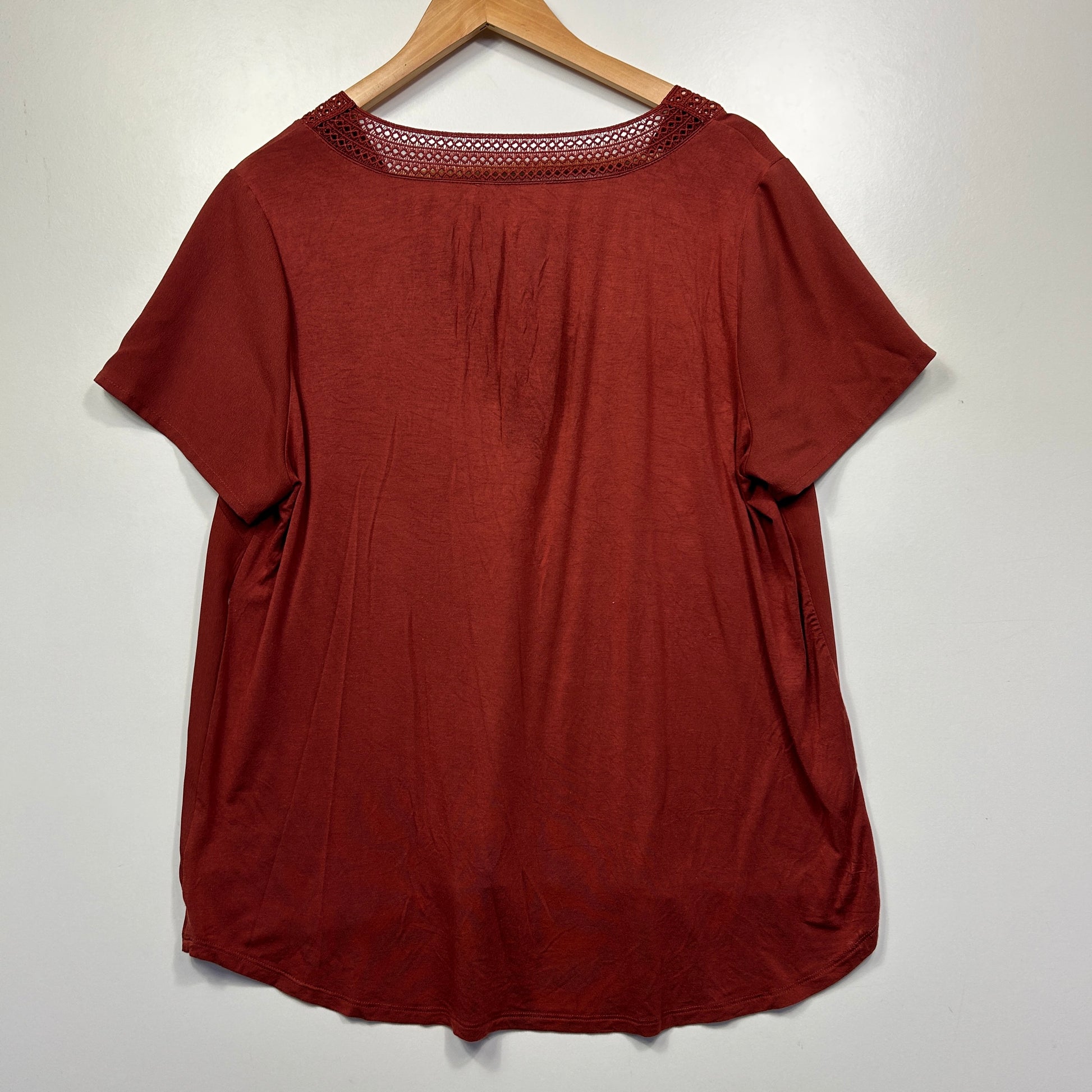 Burgundy short sleeve top front view