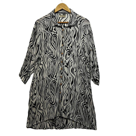 Tree of Life Zebra Print Shirt Dress - Size XL