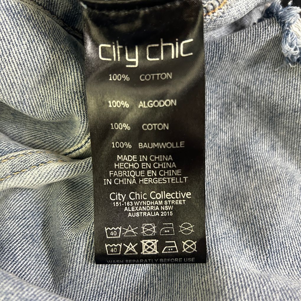 City Chic Blue Harley Mid Rise Wide Leg Distressed Jeans - Size 16