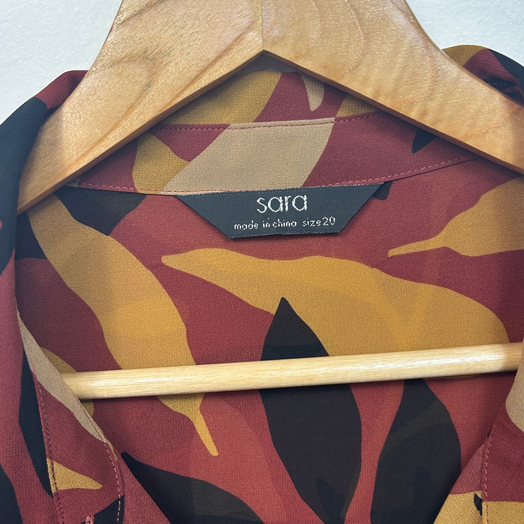 Sara Multicoloured Plus Size Hi Low Longline Shirt - Size 20