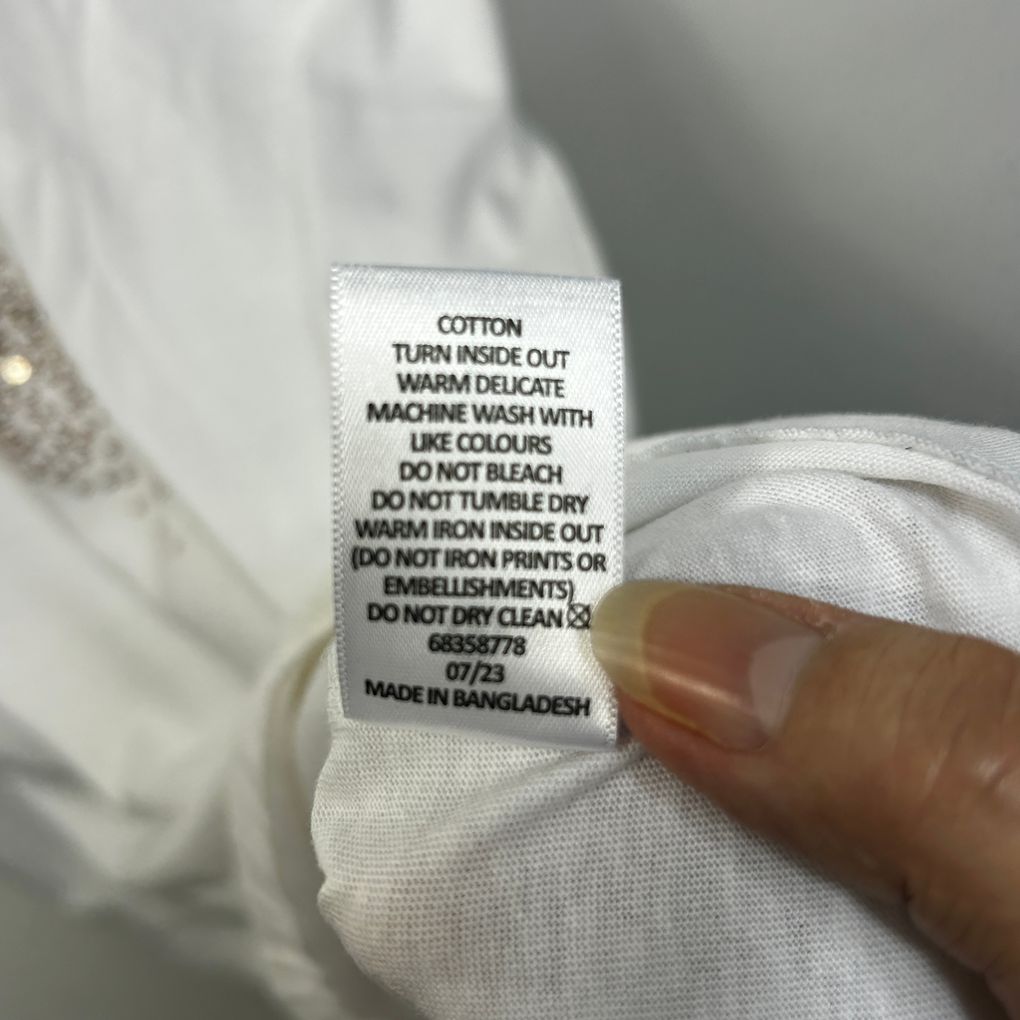 Target White Sequin Star Cotton Top - Size L