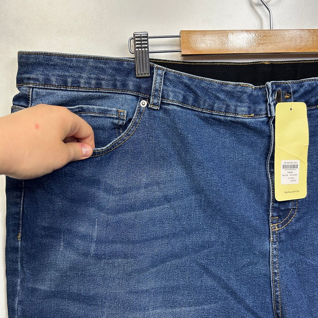 Beme Blue Straight Leg Regular Length Plus Size Jeans - Size 26