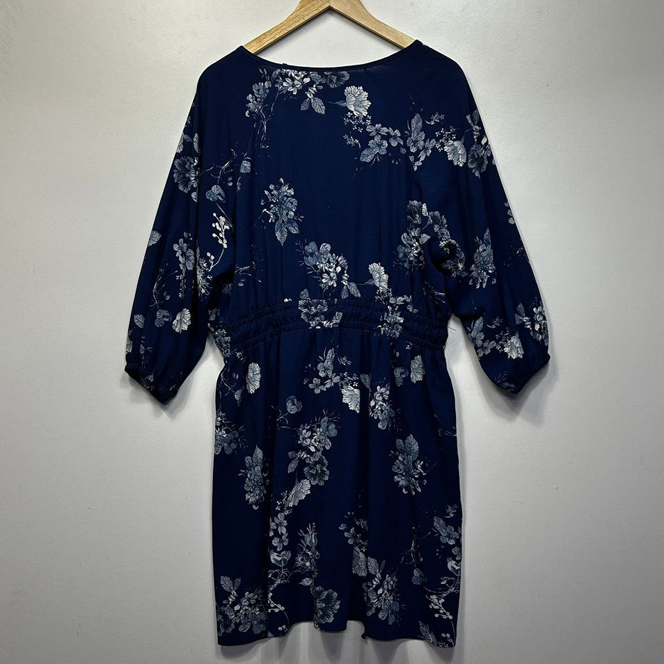 City Chic Blue Plus Size Floral Dress - Size S/16