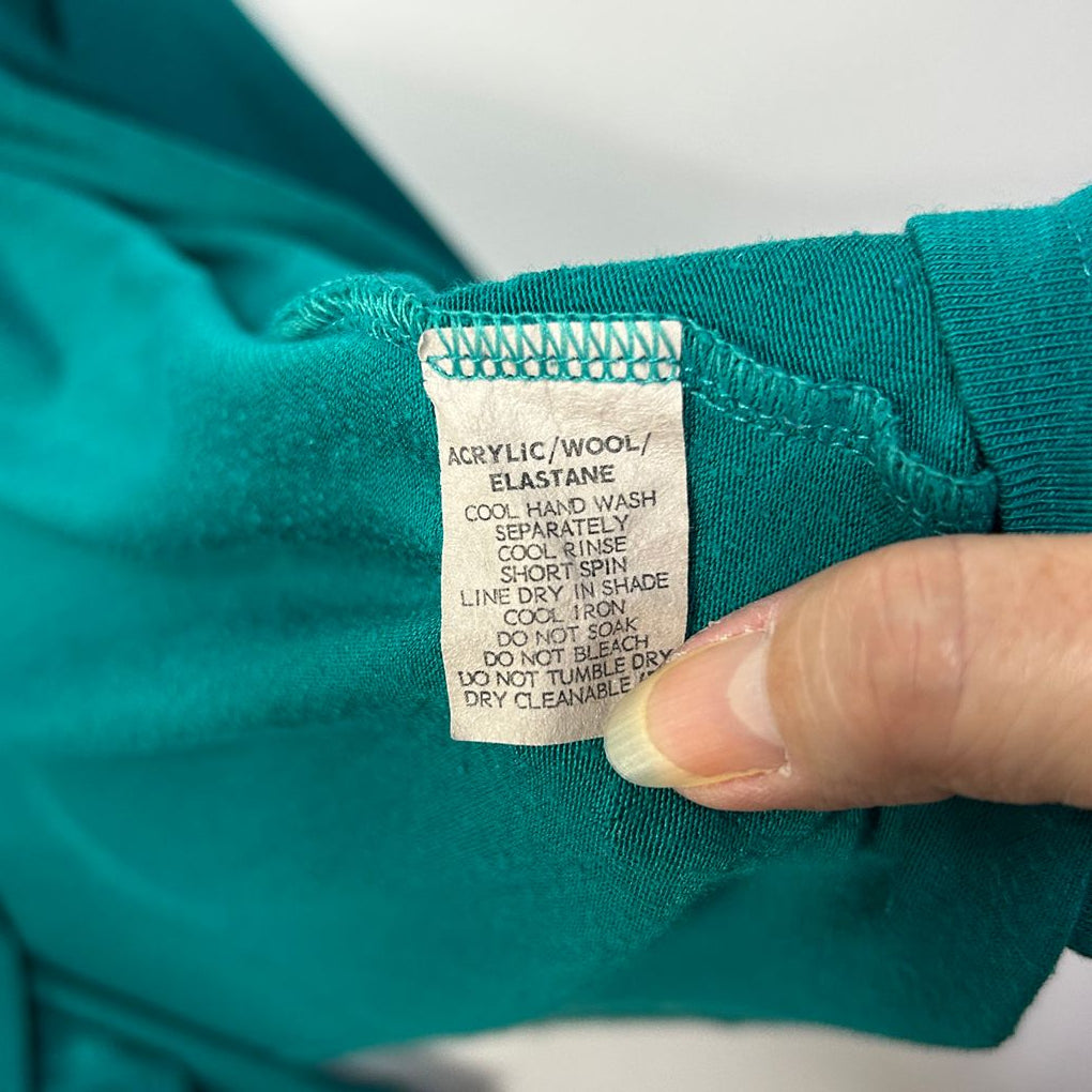 Vintage Postie Teal Waterfall Wool Blend Cardigan - Size 24