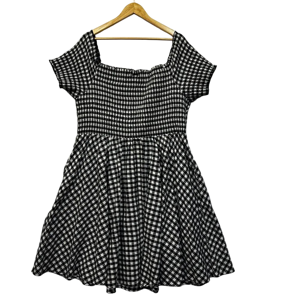 City Chic Black White Gingham Cotton Dress - Size 20/L