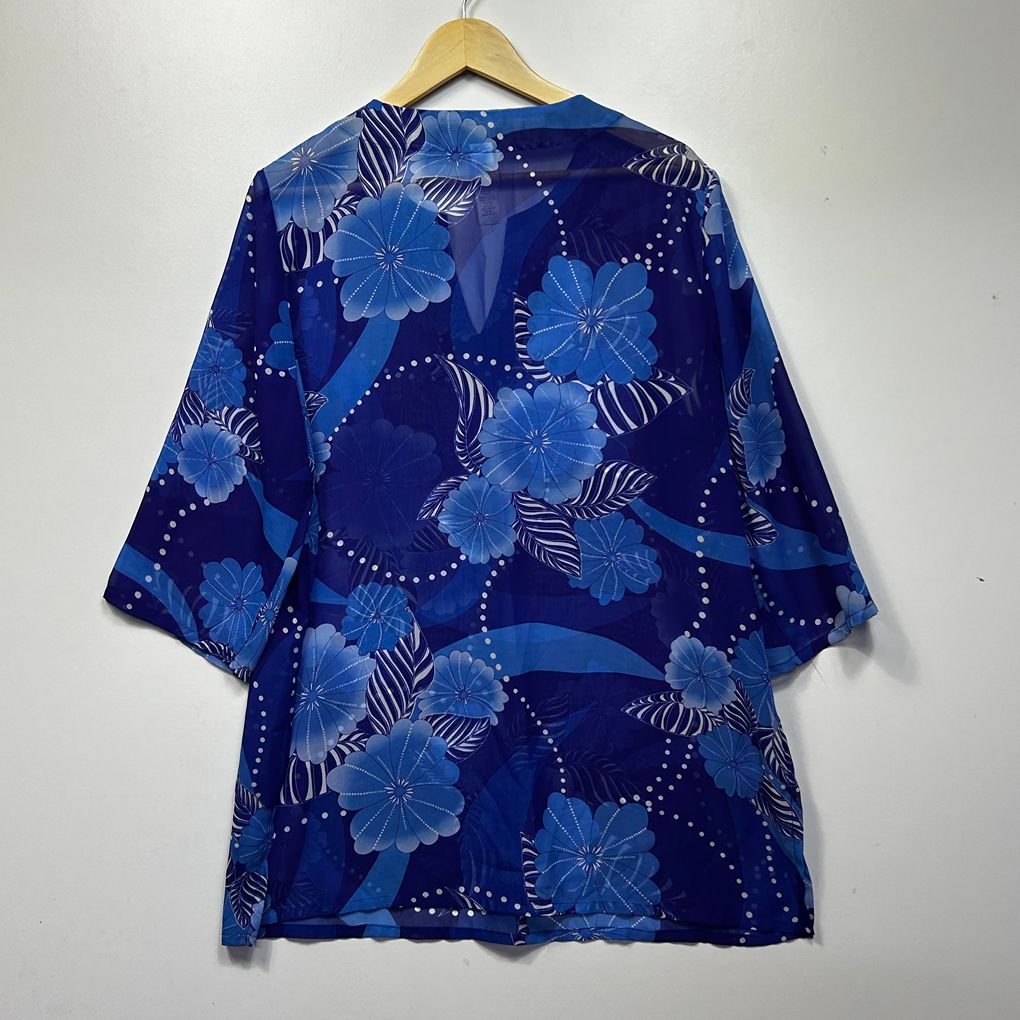 Millers Blue Floral Beaded Cover Up - Size 16