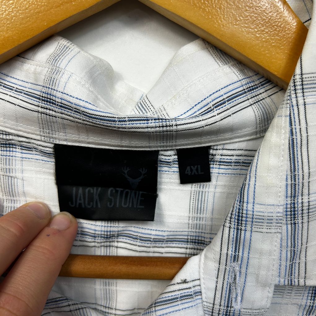 Jack Stone White Check Mens Shirt - Size 4XL