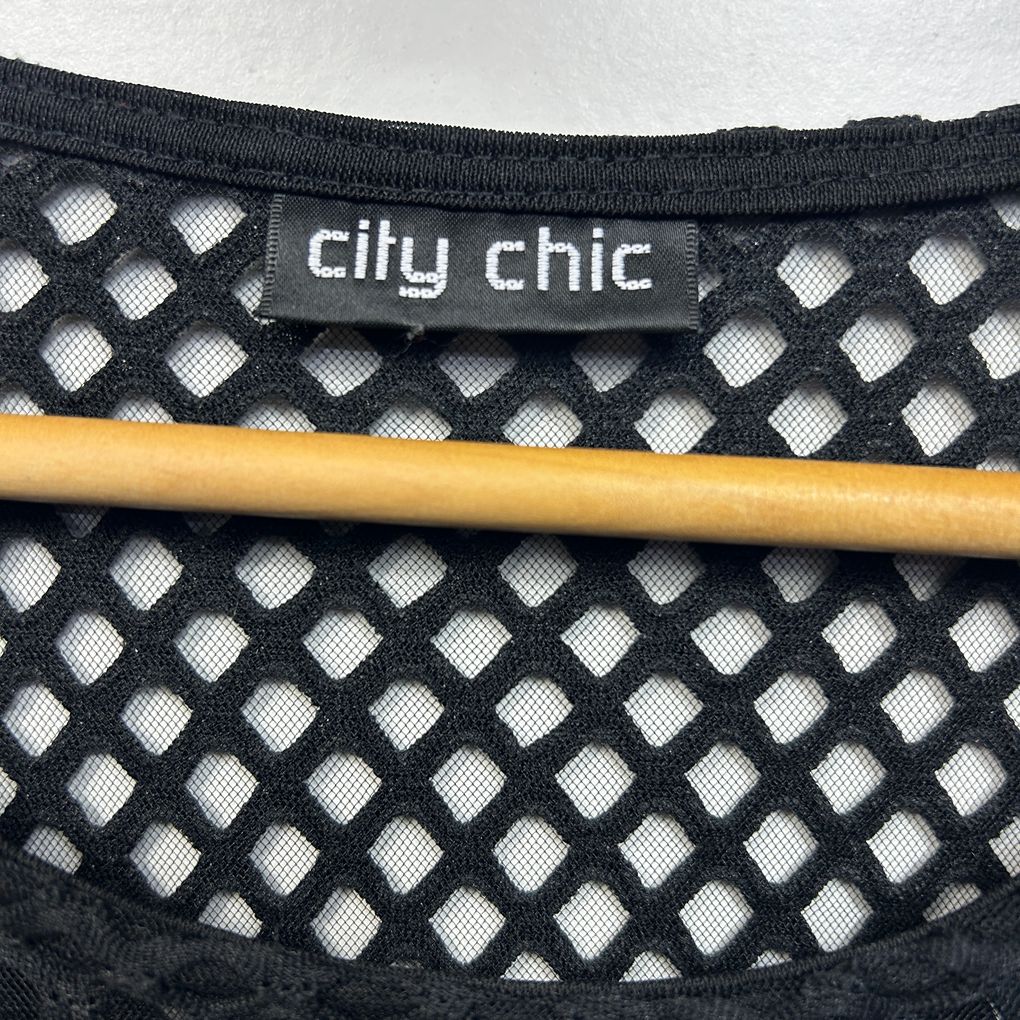 City Chic Black Embroidered Sleeveless Top - Size 16