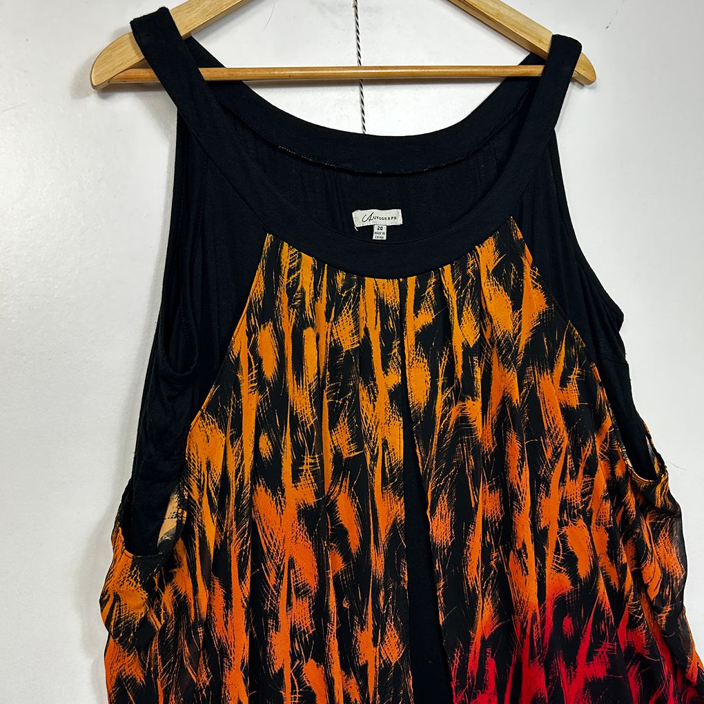 Autograph Orange Red Ombre Sleeveless Plus Size Dress - Size 20