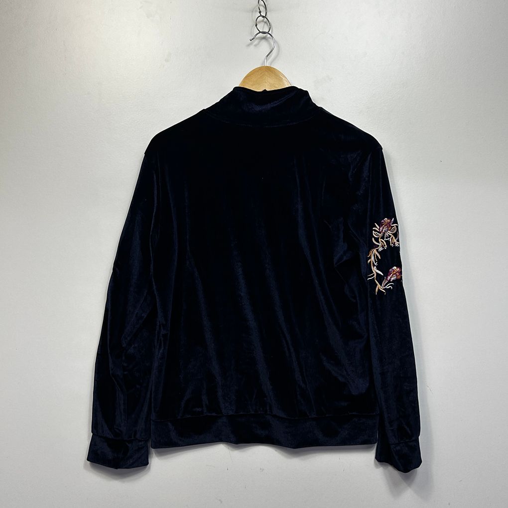 Navy Embroidered Velvet Jacket - Size 12/14