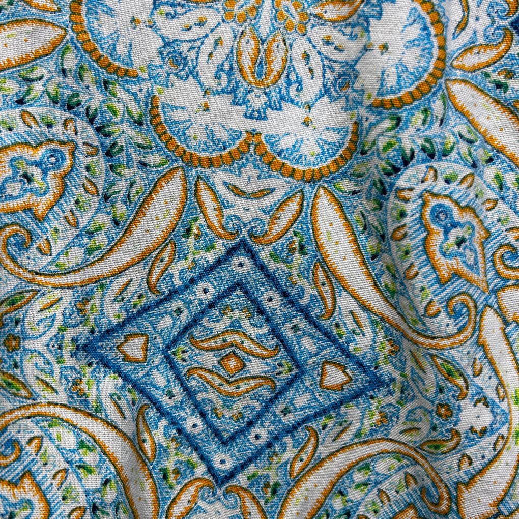 Autograph Blue Paisley Linen Top - Size 18