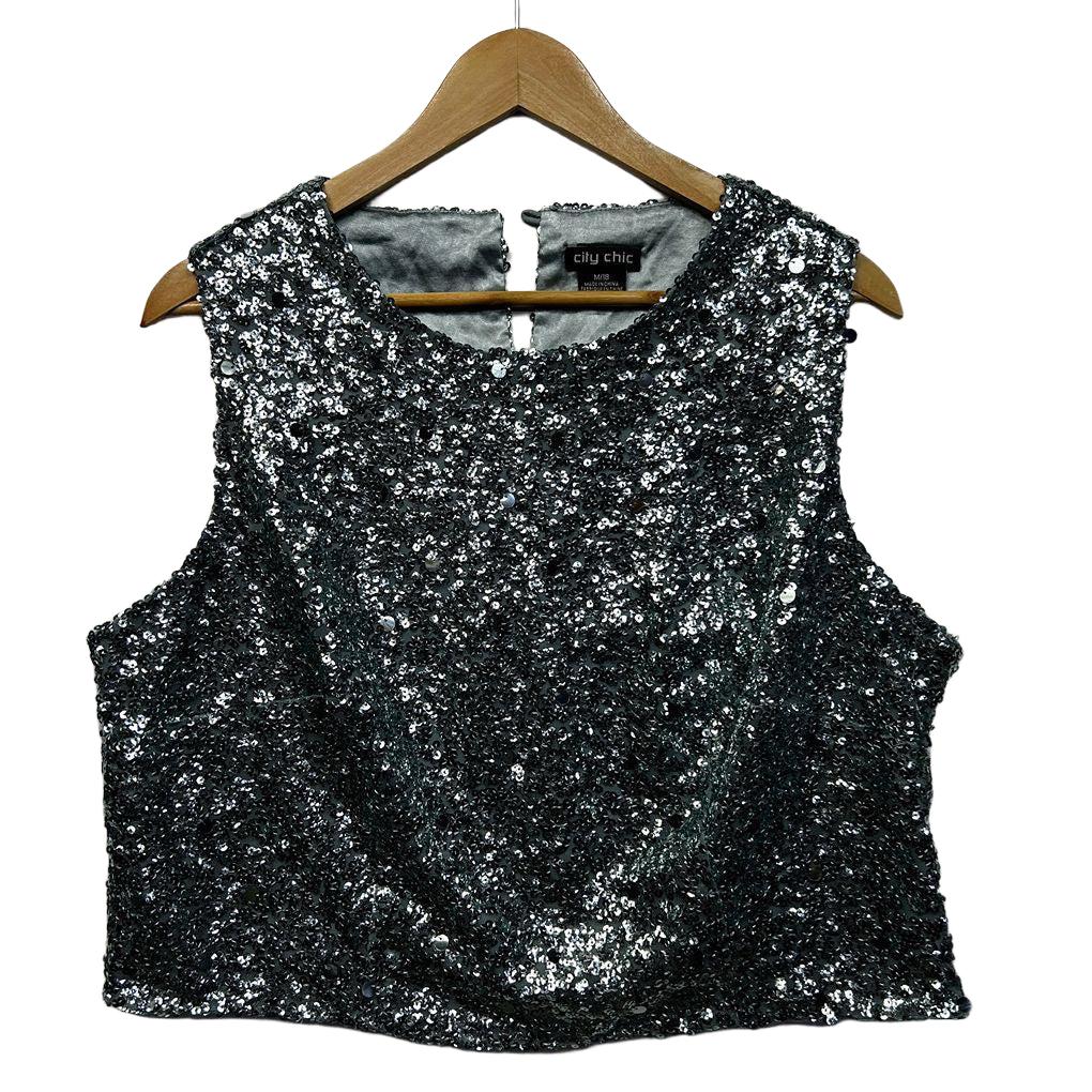 City Chic Sequin Top - Size 18