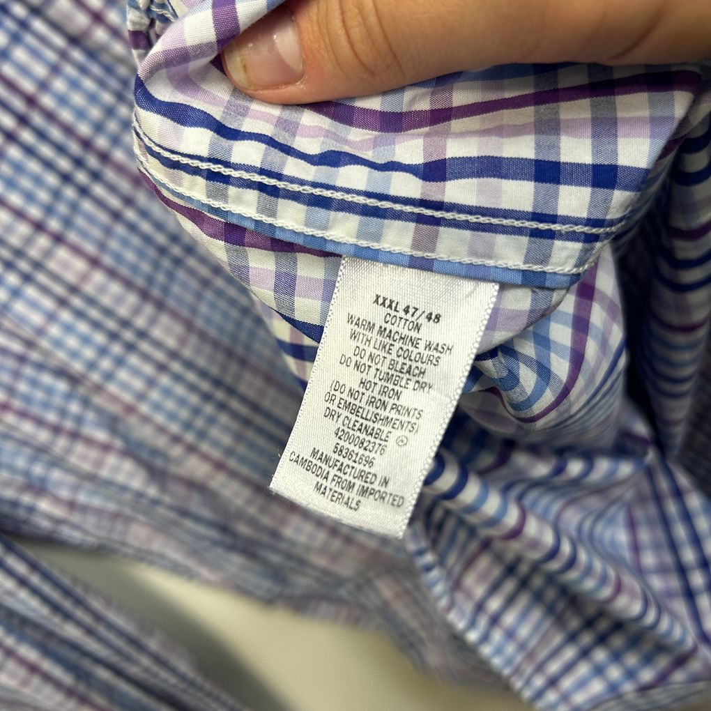 Target Blue Check Cotton Long Sleeve Mens Shirt - Size XXXL