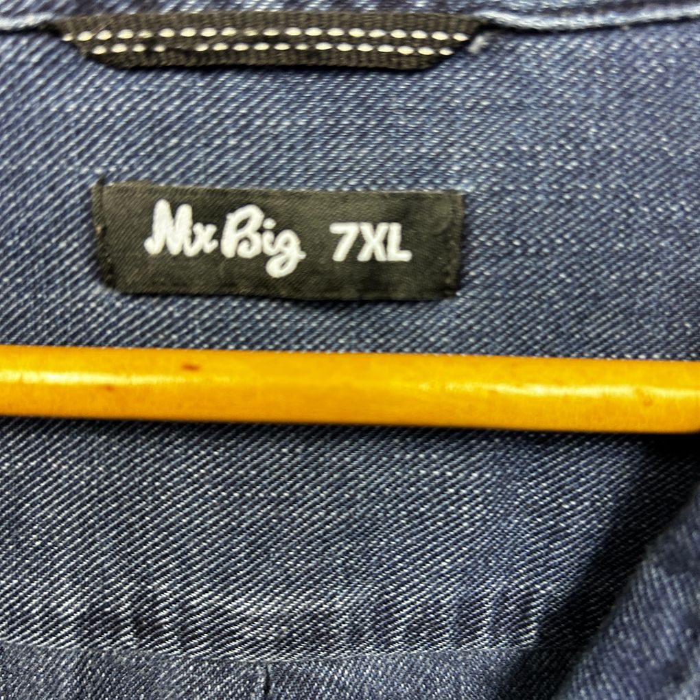 Mr Big Navy Denim Cotton Shirt - Size 7XL