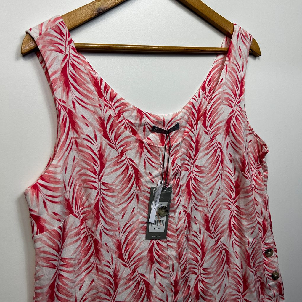 Katies Red Linen Sleeveless Top - Size 12