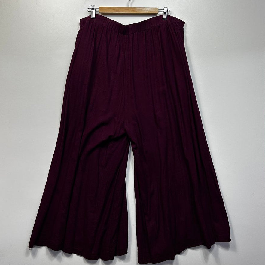Orange Sherbet Purple Plus Size Wide Leg Linen Pants - Size 20