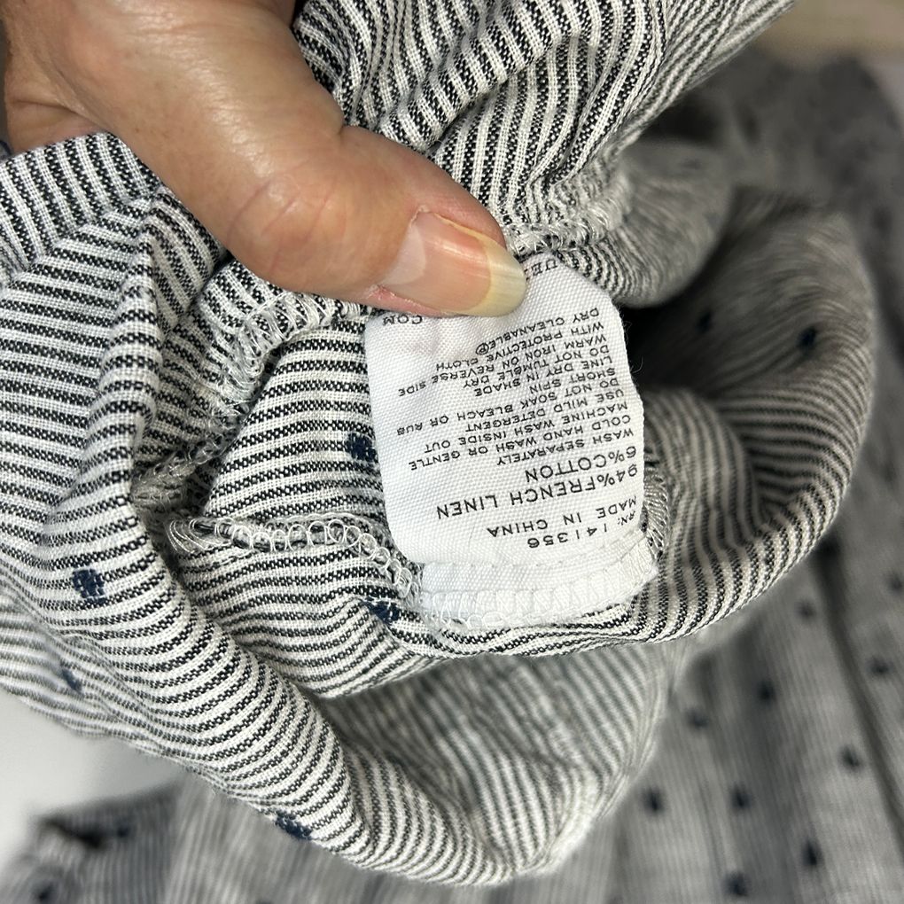 Blue Illusion Grey Striped Linen Dress - Size 2L