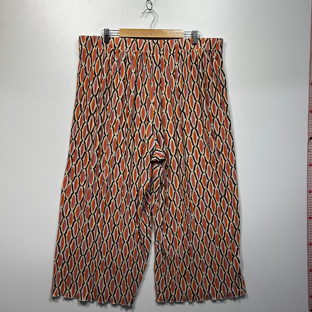 Suzanne Grae Multicoloured Plus Size Pleated Cropped Pants - Size 2XL